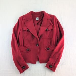 CABI Lapel FittedJacket Women's 6 Belted Burnt Orange ShoulderPads Office Travel